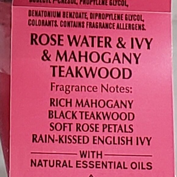 ROSE WATER IVY & MAHOGANY TEAKWOOD 3 Wick Candle & Wallflower Set - Picture 4 of 4